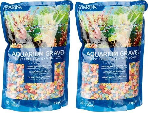 Marina Decorative Aquarium Rainbow Gravel, Multi-Colour, 2 Kg (Pack of 2)