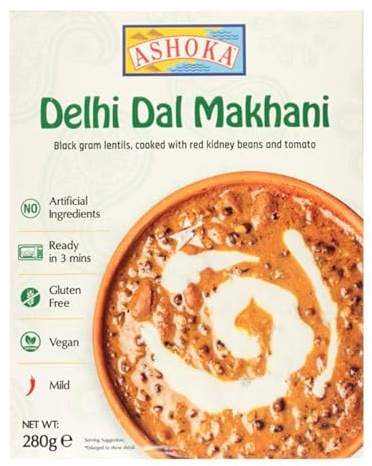 Ashoka Indian Ready Meals Collection, Gluten-Free, Vegan & Vegetarian Curry Pack,Heat & Eat,Authentic Dishes (Pack of 1, Delhi Dal Makhani)