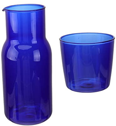 EXHUMKY Glasbecher-set Mit Karaffe Blau Borosilikatglasgeschirr Trinkbecher Und Flaschen-set Für Haushalt Reisen Und Picknicks Geeignet Für Wasser Tee Und Saft
