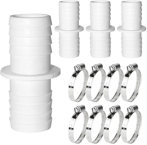 Forbabe 4 Stück Pool Adapter 32 auf 32mm, Schlauchverbinder 32 auf 32mm mit Edelstahl Schlauchschellen (32-32mm)