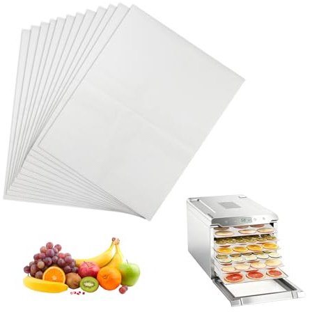 12 Stück Dörrfolie für Dörrautomat, 37x29cm Wiederverwendbar Dörrfolie Antihaft Dampfmatten,Silikon Dehydrator Blätter für Rechteckige Runden Dörrautomat Obsttrockner (12 Stück)