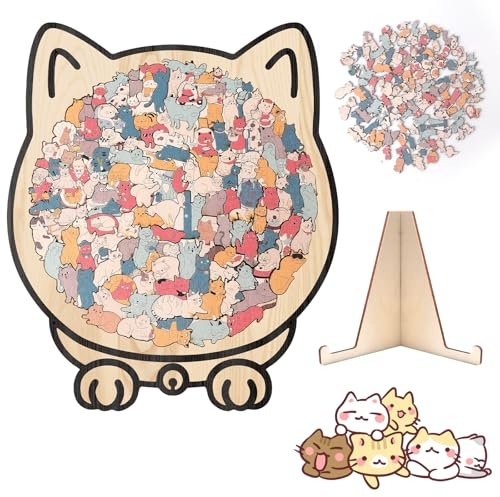 Puzzle Chat en Bois De 135 Pièces,Puzzle en Forme De Chat
