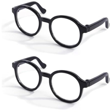 Nerd-Brille, schwarze Haustierbrille, niedliche Brille, klare Gläser, Retro-Brille, Foto-Requisiten, transparente Katzensonnenbrille für kleine Hunde, Katzen, Cosplay-Kostüm, 2 Stück