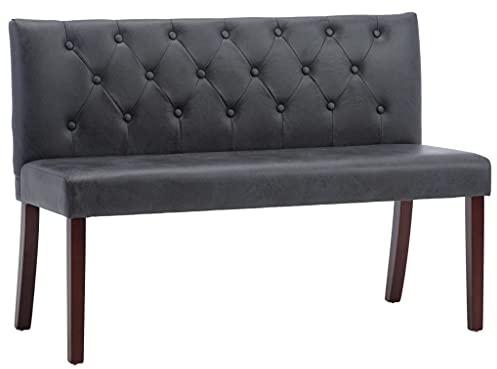DELUKE Sitzbank Mauri 120 cm Grau Wildleder-Optik | Küchenbank Esszimmerbank Flurbank mit Rückenlehne