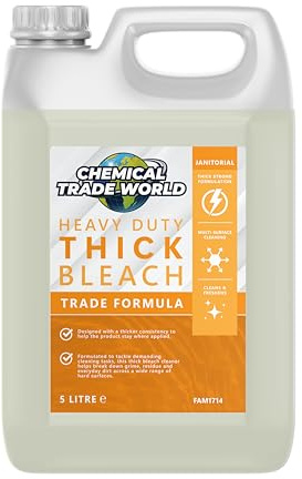 Chemical Trade World - Thick Bleach - Heavy Duty Cleaning Liquid for Floors, Drains & Hard Surfaces - Professional Cleaning Bleach 5L