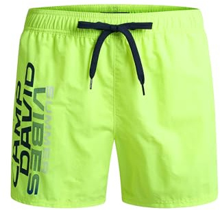 Camp David Herren Badehose mit Logo Print Neon Lime, L