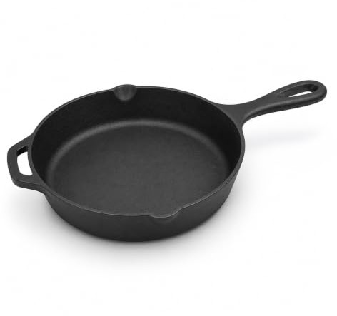 WINSOME Pre Seasoned Cast Iron Skillet | (26 cm) Heat-Retaining Cast Iron Frying Pan with Dual Handles | Skillet Pan with Pouring Lips | Cast Iron Pan for BBQ, Chops, Fajitas & Steaks