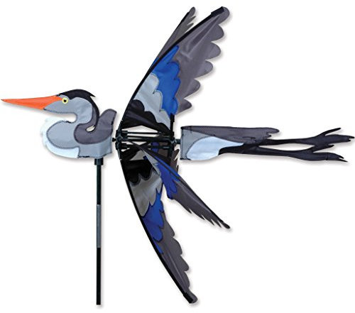 Windspiel - Flying BLUE HERON JR - UV-beständig und wetterfest - Windrad: Ø65cm, Gesamthöhe: 150cm - inkl. Fiberglasstab und Bodendübel