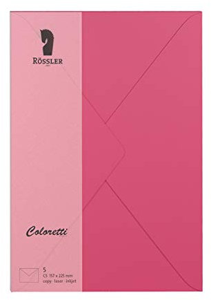 Rössler 220711554 - Coloretti Briefumschläge, 80 g/m², C5, pink, 5 Stück