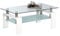 Stella Trading MANGO II Couchtisch Glas in Hochglanz weiß - geräumiger Glastisch mit Glasblage für Ihren Wohnbereich - 100 x 46 x 60 cm (B/H/T)