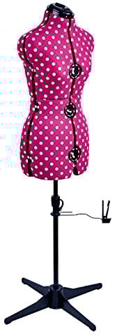 Verstellbare Schneiderpuppe Kirsche mit Punktmuster 8-Teilige | Klein (S) [Größe EUR 38 bis 44]