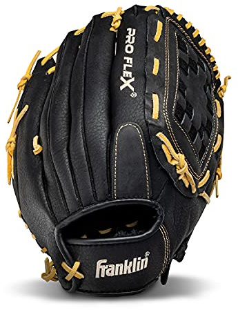 Franklin Sports Pro Flex Right Hand Throw Glove, 13-Inch, Black/Brown
