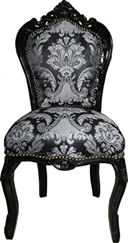 Casa Padrino Barock Esszimmer Stuhl Schwarz Muster/Schwarz