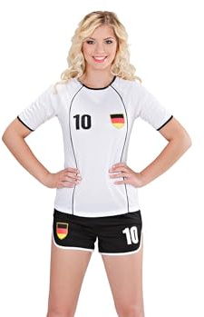 W WIDMANN MILANO Party Fashion - Kostüm Fußballspielerin Deutschland, T-Shirt und Shorts, Fanartikel, Sportler