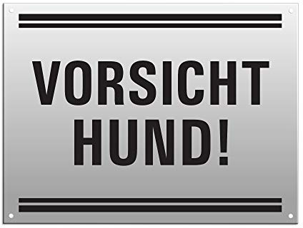 Schild Vorsicht Hund 200x150 mm Aluminium silber-matt eloxiert 37155-EL