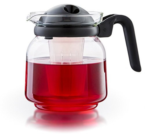 Glas Teekanne Venezia mit Deckelfilter + Teefilter Größe 1,5 L