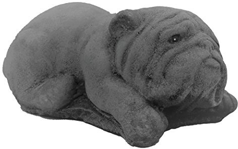 Tiny Laying Bulldog. Stone concrete Garden Ornament Hand Mixed, Cast, Coloured and Finished by Bekki Garvin.13 x 7 x 6 cms, 696 grams. LB NP5