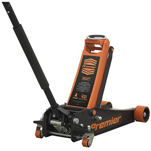 Sealey 4 Tonne Low Profile Trolley Jack, Car Jack, with Rocket Lift - Orange - 4040AO