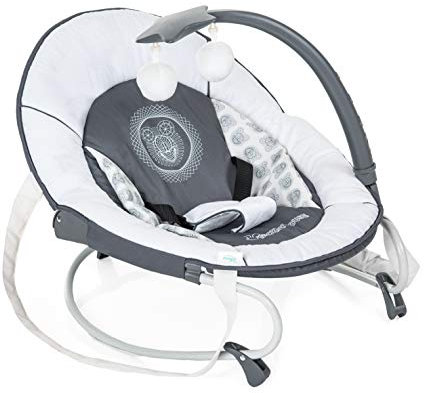 hauck Babywippe Leisure mit Schaukelfunktion / abnehmbaren Spielbogen / verstellbarer Rückenlehne / Sicherheitsgurt und Tragegriffen / ab Geburt und bis 9 kg verwendbar, mickey cool vibes (grau)