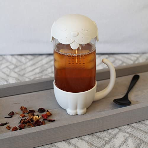 Winkee - Tasse à thé avec infuseur à thé intégré en forme de chien - Passoire à thé - Tasse à thé mignonne - Grande tasse - Cadeau pour anniversaire, rentrée des classes, Noël, Saint-Valentin - Amis