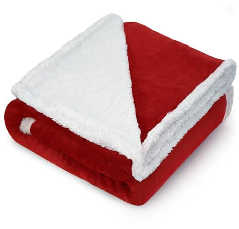 Fleece Hunde Decke Flauschig Waschbar Sherpa Plüsch Kuscheldecke Hundebett für Katzen Welpen Katzen, Wein