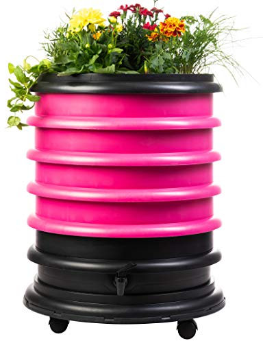 WORMbox | Wurmkomposter Wurmfarm Wurmkiste mit 4 Schalen Fuchsie + Pflanzgefäß | 64 Liter | Regenwurmkomposter, Kompostwürmer produzieren Wurmhumus