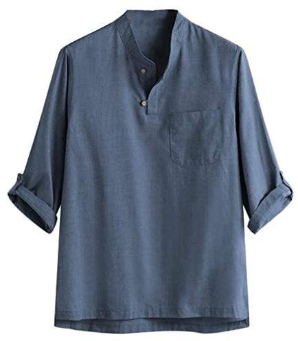 Neu Herren Sieben-Cent-Bluse, Männer Sommer-Neuer Art-Mode-Reine Baumwolle und Hanf-Spitzen-T-Shirt