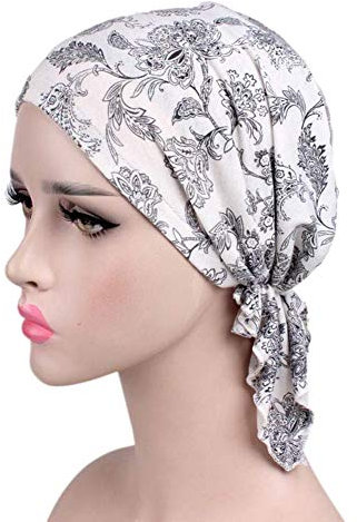 TININNA Stretch Turban Mütze Baumwolle Kopftuch Drucken Kopfbedeckung Hüte,Frauen Muslim Beanie Schal Bandana Hut Chemo Krebs Chemotherapie Haarausfall Schlafmützen
