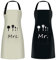 ETLEE Mr. und Mrs. Paar-Schürzen-Set, verstellbar, Küche, Kochlätzchen, Schürze, Hochzeit, Jahrestag, Verlobung, Brautparty, Geschenk für Paare und Brautpaar Beige / Schwarz
