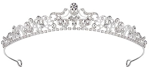 SWEETV Silver Wedding Tiaras and Crowns, Rhinestone Bridal Crown Princess Tiara Headpieces for Women and Flower Girls, Bridgerton Hair Accessories for Birthday Prom Quinceanera