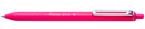 Pentel BX470-P Kugelschreiber iZee, Druckmechanik, Metallclip, 0,5 mm Strichstärke, 1 Stück, pink