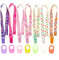 JZK 7 x Multicolor Silicone Baby Dummy Clip Ring for Girls + 7 x Pacifier Clip Dummy Holder Straps for Girls, Suitable for Baby mam soothers