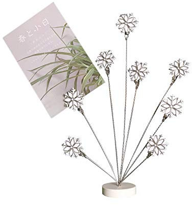 Cadre photo arbre généalogique à 8 branches - Support de bureau pour mémo, papier, notes, photo, Noël, mariage (flocon de neige blanc)