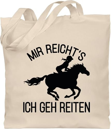 Baumwolltasche - Pferde - Taschen - Mir reichts ich geh reiten - Unisize - Naturweiß - geschenk pferd geschenke für reiterinnen pferdeliebhaber horse jutebeutel reiter pferdetaschen pferdespruch