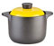 ABHOME Sopera de Porcelana Cacerolas con Tapa de Doble asa Sopera con Fuego Abierto Cazuela Redonda de cerámica Negra Cacerola/Olla de Barro/Olla de Barro 4L
