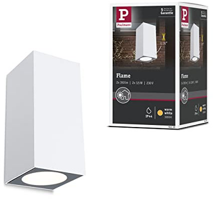 Paulmann 94330 LED Außenleuchte 2er Set Außenwandleuchte Flame IP44 eckig incl. 2x3,5 Watt Weiß Außenlampe Aluminium 3000 K