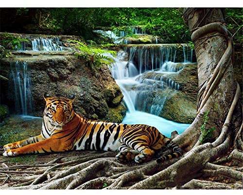 Yingxin34 5000 Teile Puzzle für Erwachsene Tiger, der neben dem Wasserfall liegt Puzzles Brain Challenge Puzzle für Kinder - unmögliches Puzzle