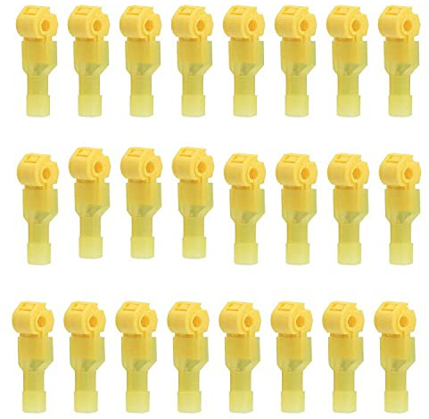 Ruidee 30 Set Connessioni Rapide Tipo T Connettori Piatti T-Tap Connettore Terminale Morsetti per Cavi Elettrici Isolati Terminali per Cavi Elettrici Autospelanti T-Tap Rapido Giuntura (TXJ/Yellow)