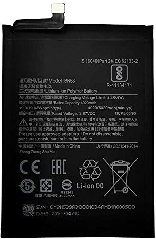 Todobarato24h Bateria Compatible con BN53 para Xiaomi Redmi Note 9 Pro/Pro MAX/Note 10 Pro 4G 5020 mAh