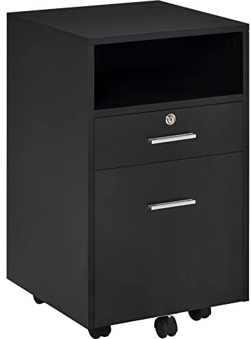 Vinsetto Mobile File Cabinet Lockable Storage Unit Cupboard for A4 Letter Home Filing Furniture for Office, Bedroom and Living Room, 39x40x65cm, Black