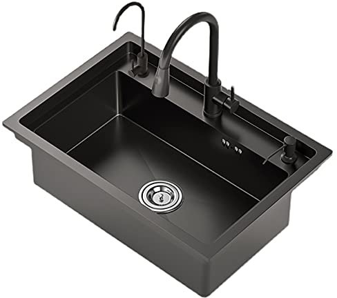 RTYHN Lavabo Cocina un Seno,Fregadero de Acero INOX 65×45cm,Fregadero Bajo Encimera con Escurridor,para Restaurante, Lavandería, Bar, Casas de Alquiler