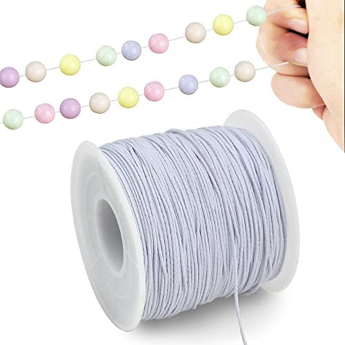 TONIFUL 1 mm x 100 m weiße elastische Schnur für Armbänder und Schmuckherstellung, dehnbare Schnur für Armbänder, Rattail-Makramee-Halsketten, große Perlenfaden, Kumihimo