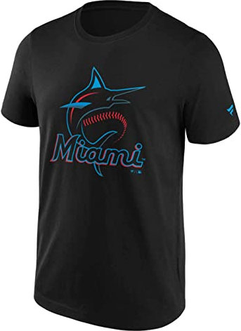 Fanatics - MLB Miami Marlins Primary Logo Graphic T-Shirt Farbe Schwarz, Größe M