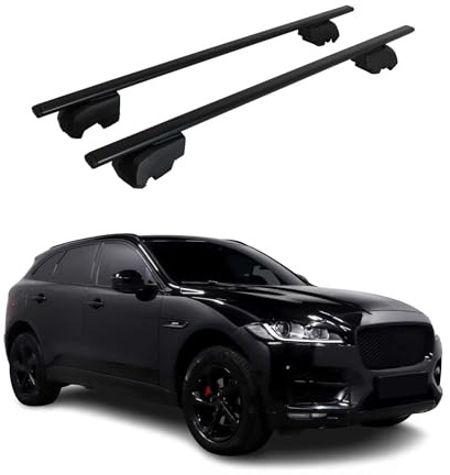 OMAC Dachträger für Jaguar F-Pace 2016-2025 Stahl 2 Stangen Schwarz | ISO/PAS 11154:2006 geprüft, Abschließbar, City-Crash-getestet, bis 75 kg Traglast, Querträger, Grundträger