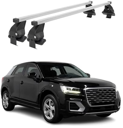 OMAC Menabo Dachträger für Audi Q2 2017-2026 Stahl Silber | DIN 75302:2019 & ISO/PAS 11154:2006 geprüft, Abschließbar, City-Crash-getestet, bis 50 kg Traglast, Querträger, Grundträger