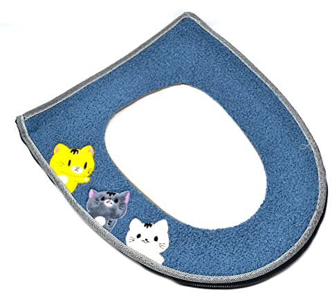 Bezug mit Katzen. für WC-Sitze. Weich dehnbar, waschbar, mit Reißverschluss, 2-seitig wasserdicht, WC