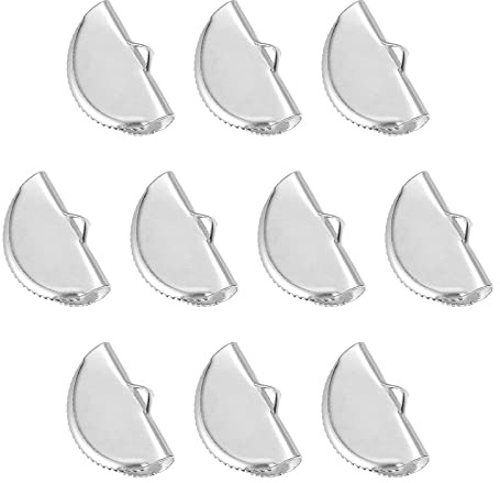 sourcing map 180Stk Band Crimpen Klemme Ende 15mm Halbrunde Lesezeichen Kneifen Schnur Ende Klammern für DIY Handwerk Herstellung Platinum Ton