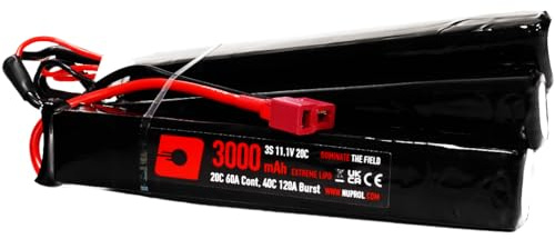 NUPROL Power 11.1v LiPo 3000mAh 3S Deans Nunchuck Battery | Rate 20C @ 60A, Burst 40C @ 120A