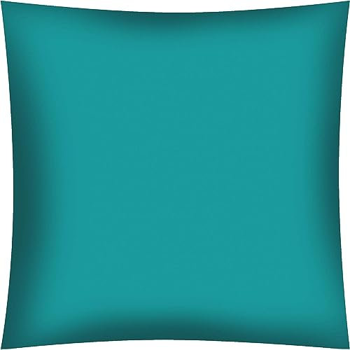 KiGATEX 2er Pack Kissen-Bezug für Deko-Kissen - Kopfkissen-Bezug aus 100% Baumwolle - Einfarbige Kissenhülle mit Reißverschluss (40 x 40 cm, Petrol)