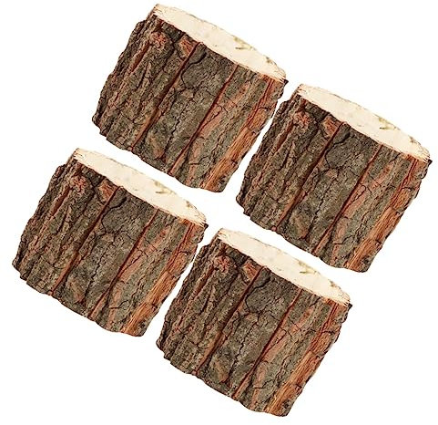 ABOOFAN Mini Rainbow Flag tree stump pot wooden flowerpot plant home decor log 4Pcs Miniature Picture Frame